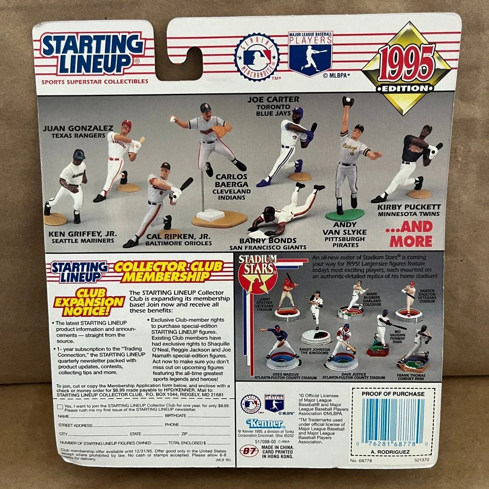 1995 Starting Lineup Alex Rodriguez Seattle Mariners Extended Series Figure NIB